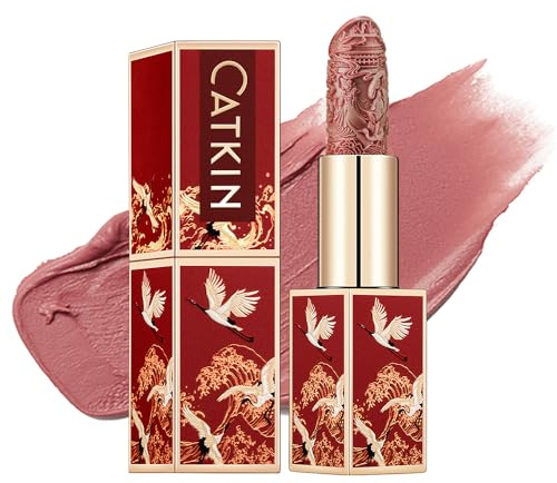 CATKIN Semi-Matt Lippenstift, Nudetöne, Schimmernder mit Glänzender Oberfläche, Farbintensität Langanhaltend Pflegender Lippen-Stift, Naturkosmetik Vegane, Paraben Free, 3.2g