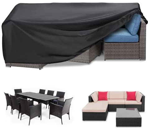 RICHIE Gartenmöbel Abdeckung wasserdicht Heavy Duty 420D Oxford Fabric 250x200x90cm Rechteckige Garten Tischabdeckungen Patio Tischabdeckung wasserdicht Anti-UV Rattan Möbel Abdeckungen