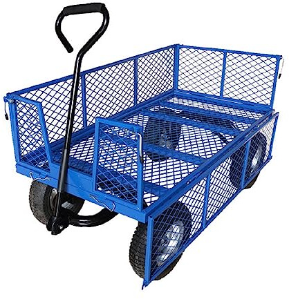 Workhorse General Purpose Platform Truck | Flat Bed Sack Truck with Pneumatic REACH Compliant Wheels & Mesh Sides | Platform Trolley - Ideal for Warehouse & Industrial Use | 450 Kg Capacity