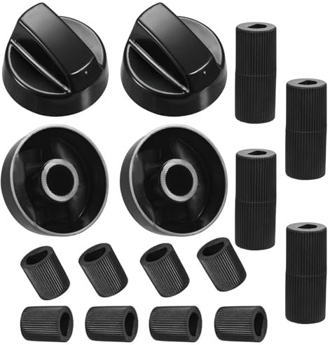 Cykemo Upgraded 4 Pack Universal Control Knobs with 12 Adapters - Wide Application for Oven Stove Range Universal Stove Knobs Black