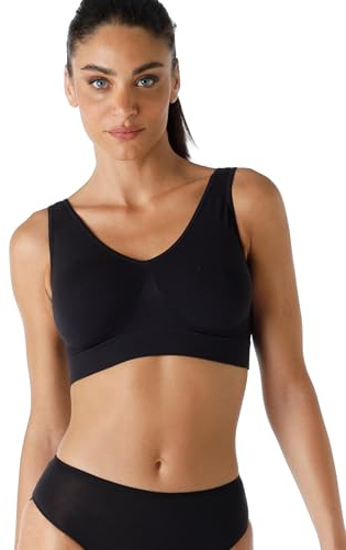 Lovable Reggiseno Senza Ferretto Invisibile | Brassière, Top Sportivo, Sport Yoga in Microfibra Senza Cuciture | Seamless | Active Comfort Donna, Nero, 3/M