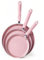Maxspace Pfannenset 3-Teiliges, Bratpfanne Induktion 18,22 und 26 cm mit Hitzebeständigem Griff, Rosa Antihaft Beschichtete Pfanne für Alle Herdarten (Rosa)