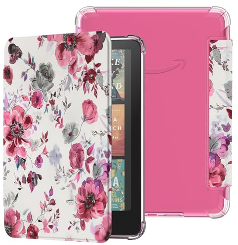 Famavala Transparent Case for 7 Amazon Kindle Paperwhite Signature Edition (12th Generation, 2024 Release) and Kindle Colorsoft Signature Edition (1st Gen), Clear Back Cover (Rose Floral)