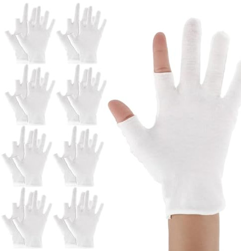 8 Pairs Cotton Gloves for Eczema,Moisturizing Cotton Gloves,Touch Screen Moisturising Glove,for Dry Hands,Repair Rough Cracked Dry Hand Skin,Unisex (White)
