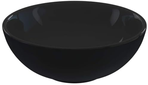 vidaXL Waschbecken Schwarz Glänzend Ø28x10 cm Keramik, Spülbecken, Aufsatzbecken, Becken Badezimmer, Waschtischbecken, Keramikbecken