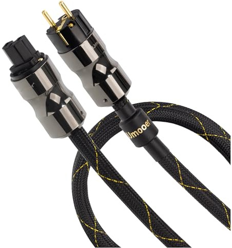 JJmooer Hifi strömkabel, skärmad med Ferritring, High-End Syrefri Koppar Ljudkabel (1,5 m)
