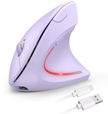 TECKNET Ergonomic Mouse, 2.4G Wireless Mouse Rechargeable, 4800 DPI Vertical Mouse 6-Button Silent Mice with 5 Adjustable Levels DPI, USB Receiver, Cordless Computer Optical Device for Laptop, PC, Mac