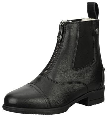 Suedwind Ridstövletter Nova Soft FZ Winter – unisex ridskor av kohud – paddock ankelstövlar med teddypäls, komfortgummisula och dragkedja fram – svart – storlek 25–46, svart, 43 EU
