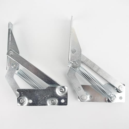 YIDELAI - Spring Hinge (1 Pair) 90 Degree Folding Lifting Bracket, Sofa Bed Hinge, Suitable for Cabinet Doors, Furniture Storage Boxes (2, Silver)