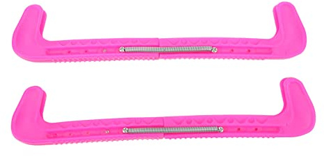 HUSHUI Cubiertas para Patines sobre Hielo, Protectores de Patines de Plástico para Patinaje Artístico, Zapatos de Hockey sobre Hielo, con Diseño de Resorte Ajustable (Rosa)