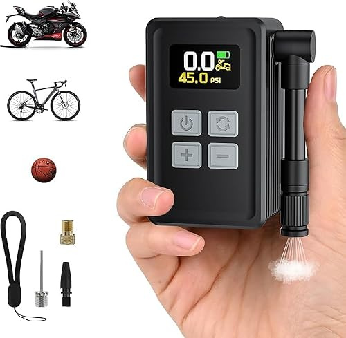 GuKKK Pompe À Vélo Électrique, 150 PSI Mini Pompe à Vélo Portable, Auto Stop, Pompe Velo avec Jauge de Pression Digitale, Batterie Rechargeable, pour Les Vélos Électriques, Les Vélos De Montagne