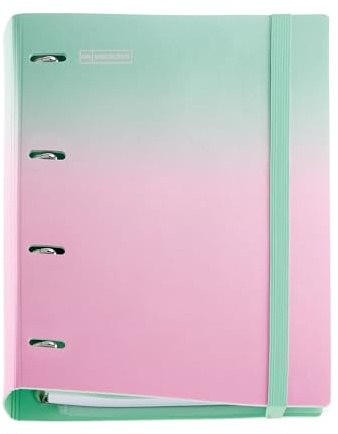Miquelrius - Carpeta Archivador 4 Anillas A4 Polyfoam, Mint y Rosa