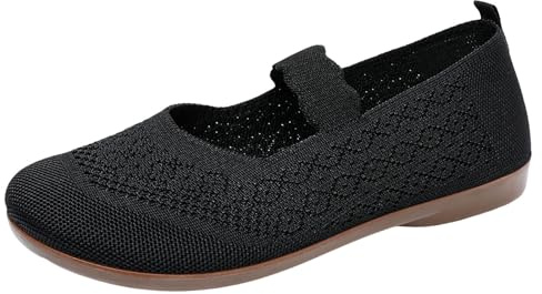 Ballerina Shoes Women's Sporty Slippers Comfortable Soft Flat Shoes Lightweight Breathable Low Shoes Stretch Knitted Slip Shoes Elegant Wide H Summer Shoes Round Toe Casual Shoes for Work Everyday