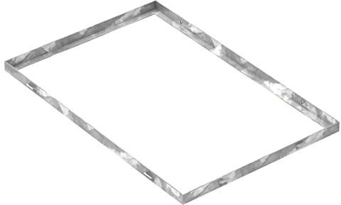 Fenau - Gitterrost-Zarge 400 x 600 x 23 mm für Rosthöhe von 20 mm, verzinkt – mit Aussparung für Maueranker - Passend für Baunorm-Rost: Fenau 390 x 590 x 20 mm