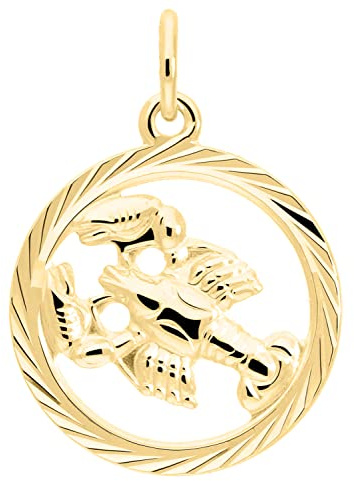 My Gold Ciondolo con segno zodiacale cancro (senza catena), in vero oro giallo 333 (8 carati), Ø 15 mm, rotondo, segno zodiacale oroscopo di medie dimensioni Oro giallo, Nessuna pietra preziosa Gavno