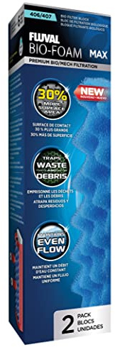 Fluval Bio-Foam MAX Schaumstofffilter, mit vergrößerter Oberfläche für den Fluval 407 Außenfilter, 2er Pack