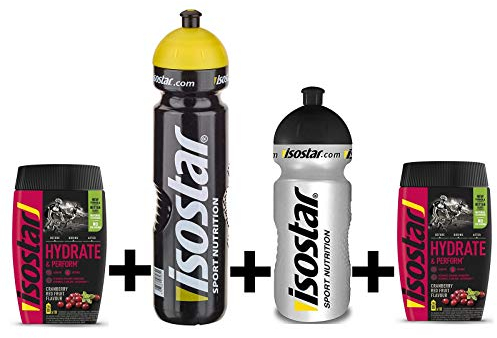 Isostar Hydrate & Perform 2x400 g isotonisches Elektrolytgetränk + 1000 ml Flasche + 500 ml Flasche - Elektrolytlösung zur Unterstützung der sportlichen Leistungsfähigkeit