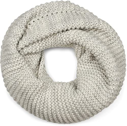styleBREAKER Stickad loop halsduk för kvinnor, enfärgad med vänsterstickat mönster, varm vinter stickad halsduk, tubhalsduk 01018166