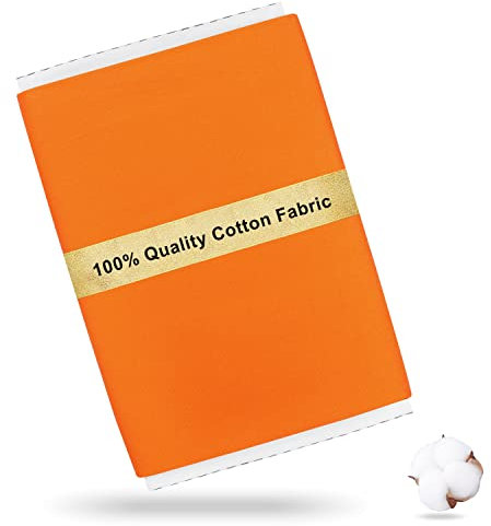 Craftido 100% Baumwollstoff Oeko-Tex, Meterware, 112cm Breit x 280cm Extra Lang - Mittleres Gewicht 145g - zum Quilten, Nähen, Schneidern, Bettwäsche, Futterstoffe, Kunsthandwerk - Orange