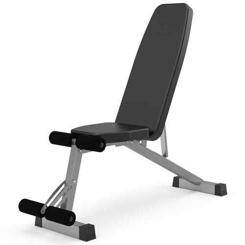 leikefitness Verstellbare Hantelbank, faltbar, Trainingsbank mit automatischer Verriegelung für aufrechte Neigung und flache Ganzkörperübungen (GM5817), Schwarz