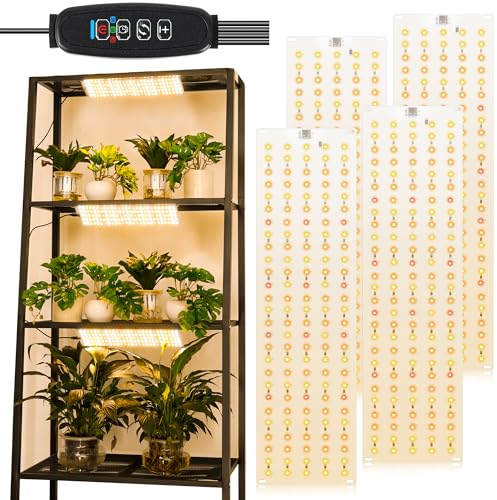 Johyzmpun Pflanzenlampe Led Vollspektrum, Pflanzenlicht, Pflanzenleuchte 540 Leds Led Grow Lampe, Tageslichtlampe Für Pflanzen, 9 Stufern Dimmbar Pflanzenlampen, 3/9/12 Stunden Timer, 4 Pcs