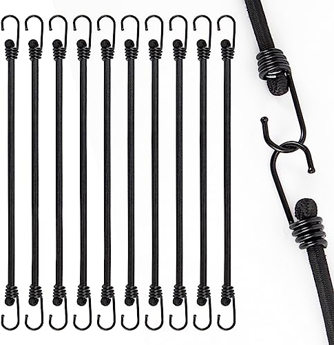 Akicderu Lot de 10 tendeurs en caoutchouc robustes avec crochets - 80 cm - Élastiques polyvalents avec crochets - Pour bagages, cargaison et meh
