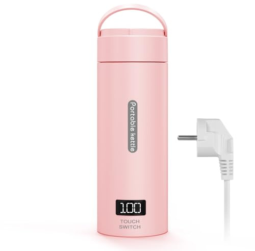 Flintronic Bollitore Elettrico Portatile, 380ML Bollitore da Viaggio, Bollitore Portatile Elettrico, con Display LCD per Tè Caffè Latte, Spegnimento Automatico/Protezione Contro l'ebollizione Secco