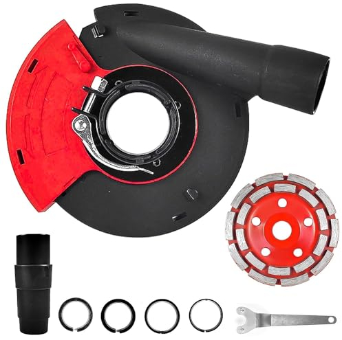 5 Zoll Absaughaube Winkelschleifer 125 mm, PA6, Staubabsaugung und Auffang, Staubschutzhaube für Betonfräse, mit Diamantschleiftopf 125 mm, für Beton, Marmor, Fliesen