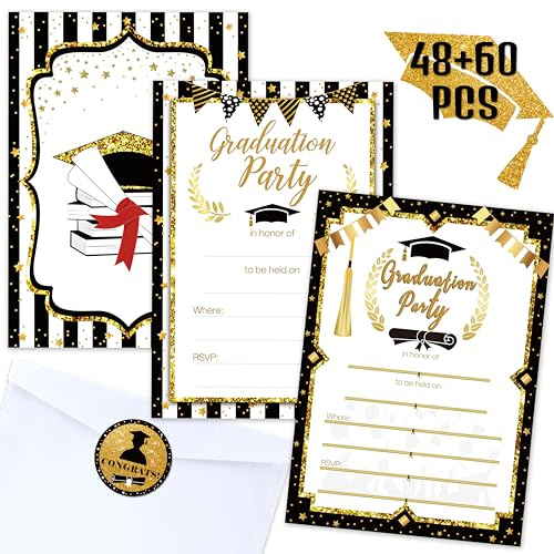 jollylife 156PCS Graduation Party Invitations 2026 Cards with Envelopes Stickers - Grad Congrats Announcements Supplies(2 Styles)