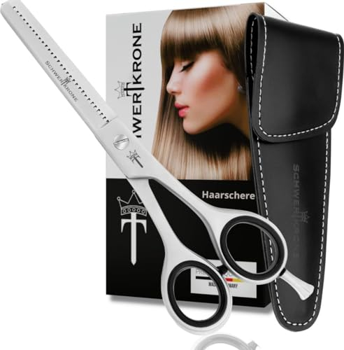 SCHWERTKRONE® Modellierschere Edelstahl [MADE IN GERMANY] - Modellierschere Friseur - Effilierschere - Friseurschere Haarschere - Haarschneideschere - Hair Cutting Barber Scissors - Friseur Schere