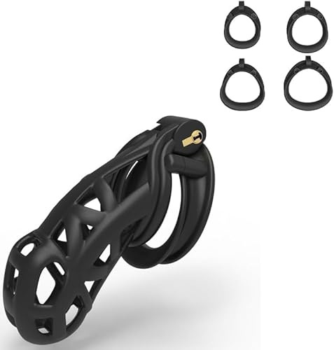 Cage de protection noire pour homme au design 3D, avec 4 anneaux - AA4 (XXL)