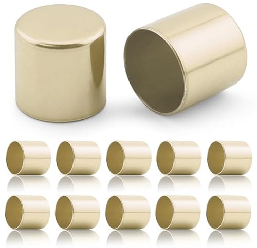 Ganzoo metallhylsor ändkåpor 10-pack i guldglans, för kordel och PPM-rep 8-10 mm, öppna ändskydd som fästs med lim, till hundkoppel/halsband, smycken och hängen, sömnad, dragband i kläder, väskor, DIY