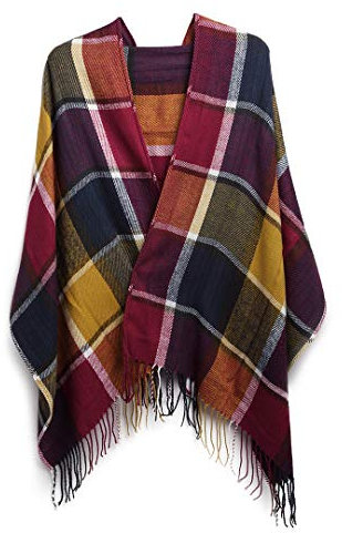 Miss Lulu Damen Schal Winter übergroßer Quadratisch Deckenschal Karo Tartan Streifen Weich mit Fransen für Herbst Winter Weihnachten