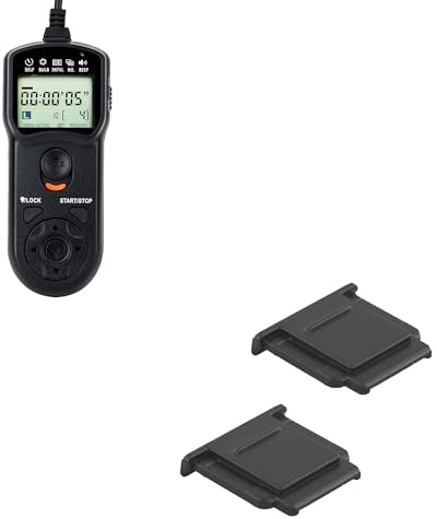 JJC Intervalometer Timer Remote & 2-Pack FA-SHC1M Hot Shoe Cover Cap for Sony A6000, A6100, A6300, A6400, A6500, A6600, A7R, A7R II, III, IV, V, A7S, A7S II, III, ZV-1, ZV1, FX3, FX30 & More Cameras