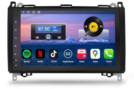 Erisin 8 Núcleos 4GB+64GB Android 14 DAB+ Radio Coche Estéreo para Mercedes BENZ Clase A/B W169 W245 Viano Sprinter Vito VW Crafter GPS Navegador 9 Pantalla CarPlay Android Auto Wifi 4G USB Bluetooth