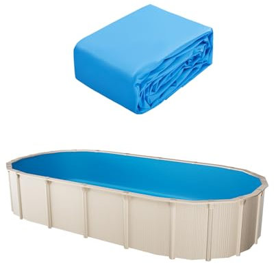 VEVOR Revestimiento para Piscina Ovalada 610x375 cm Calibre Estándar Revestimiento de Vinilo para Piscina Estilo Superpuesto para Piscinas sobre el Suelo de 132 cm de Altura de Pared, Color Sólido