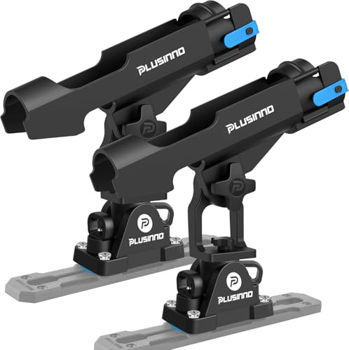 PLUSINNO Lot de 2 supports de canne à pêche 2 en 1 pour bateau, kayak, pour montage sur rail/plafond, accessoires de pêche et cadeaux