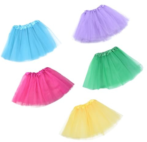 Healvian Tutu Fille En Tulle 3 Couches, Jupe Tutu Colorée 5 Pièces, Ceinture Élastique, Costumes Garçon Et Filles Pour Danse, Fête Et Photographie, Jupe De Spectacle Légère Et Confortable