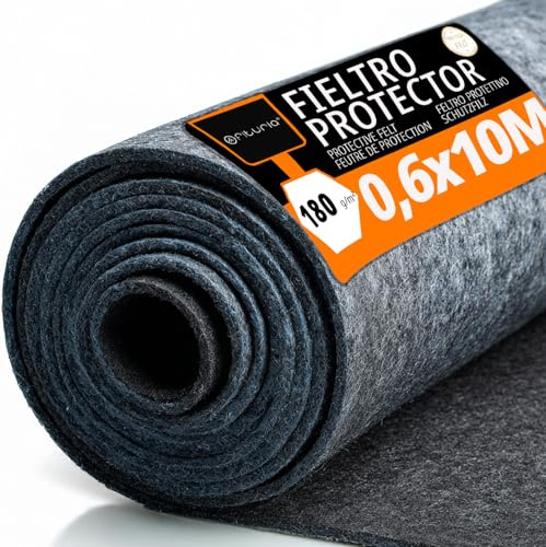 OFITURIA Feltro protettivo per pavimenti 60 cm x 10 m, 180 g/m², confezione da 1 pz, ideale per proteggere i pavimenti durante pittura e lavori (60cmx10m, 1 pz)