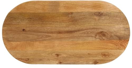 Tmriohed Tablero de madera maciza ovalado, 80 x 40 x 2,5 cm, madera de mango, aspecto rústico, fácil cuidado, placa de repuesto robusta para cocina, oficina, comedor, balcón y jardín de invierno