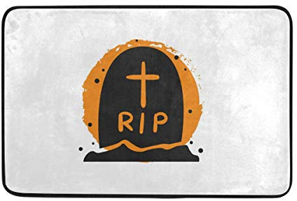 FANTAZIO zerbini Halloween tomba Rip tappeto dritto Carpet Gripper poliestere per angoli e bordi antiscivolo ideale tappeto tappo per cucina/bagno 23.6 x 15.7in