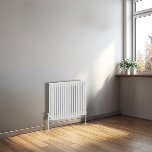 NRG 600x830 Cast Iron Horizontal Radiator Gloss White 3 Column Central Heating Rads