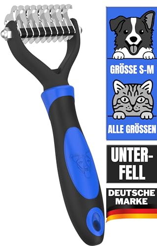 DEZENDO® Unterfellbürste für Hunde & Katzen mit MITTEL- bis LANGHAAR | Tierhaarbürste gegen Verknotungen | Perfekte Fellpflege mit der Katzenbürste & Hundebürste Unterwolle | easy Groom Fellbürste SM