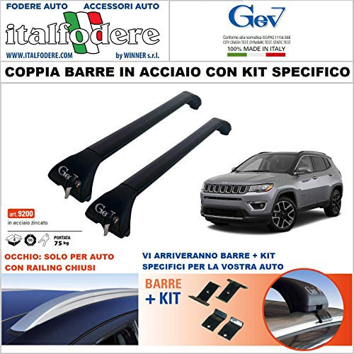 Italfodere Barre da Tetto Jeep Compass dal 2016 Portatutto Portapacchi GEV 9200+9268 Acciaio