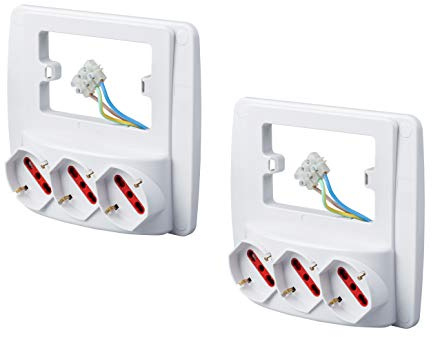 ROSI Multipresa parete EMILIA SMART, Bianco, 3 prese schuko biv., 2 pz