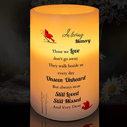 Memorial Gifts Flameless Cardinal Candle, Real Wax LED Light with Timer Sympathy Gift for Loss of Loved One Memorial Gifts for Loss of Mother Father Bereavement Gifts Remembrance Gifts (6 x 4)