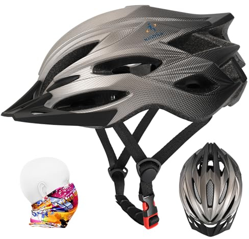 ioutdoor Bike Helmet Men, Cycle Helmet Ladies, Adjustable 56-62cm, Insect Net, Detachable Visior, 22 Vents, Lightweight, Bicycle Helmets for Adult Womens Teenagers Girls Boys (Gradient Grey)