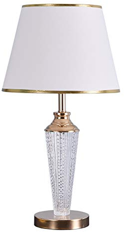 HXFFXHF Lampada da Tavolo Lampada da Tavolo a LED in Vetro Cristallo per Camera da Letto Lampada da Comodino con Paralume Bordo Dorato Lampada da Notte