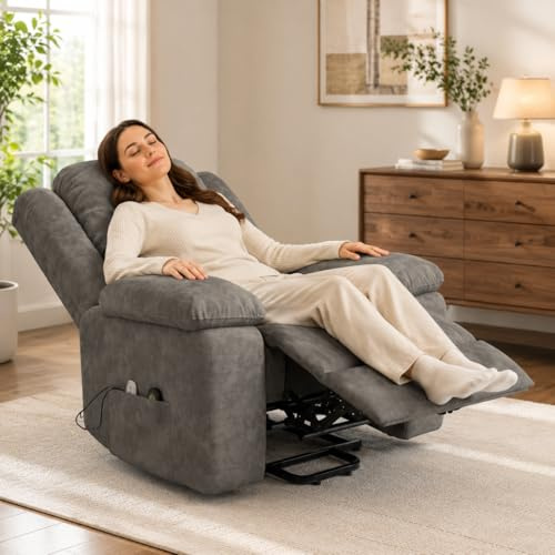 BLSYHDH - Silla de masaje eléctrica con calefacción y función reclinable vibración, ideal para relajación en salón (gris)