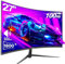 Gawfolk Curved Monitor 27 Inch 100Hz, PC Gaming Monitor with Speakers, AMD FreeSync Full HD 1080p Ultra-Thin Zero Frame Display for Home Office Business(Black)